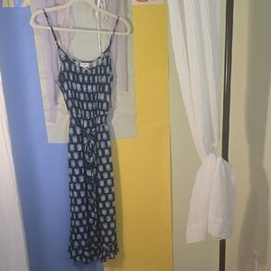 J. Crew Navy and White Midi Dress